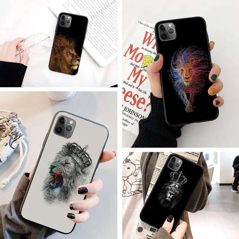 Lion Silicone Black Phone Case For IphoneX XS 11 11Pro 5 5s SE 6 6s Plus 7 8 2020 | Мобильные телефоны и аксессуары