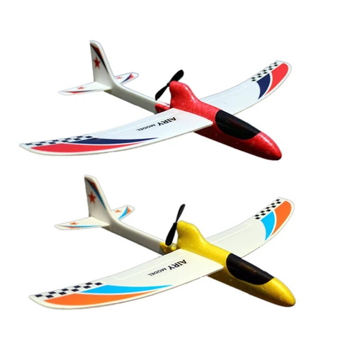 2 Set Toy Children Capacitor Hand Thg Electric Educational Model Funny Diy Glider Foam Rc Airplane Red Yellow title=