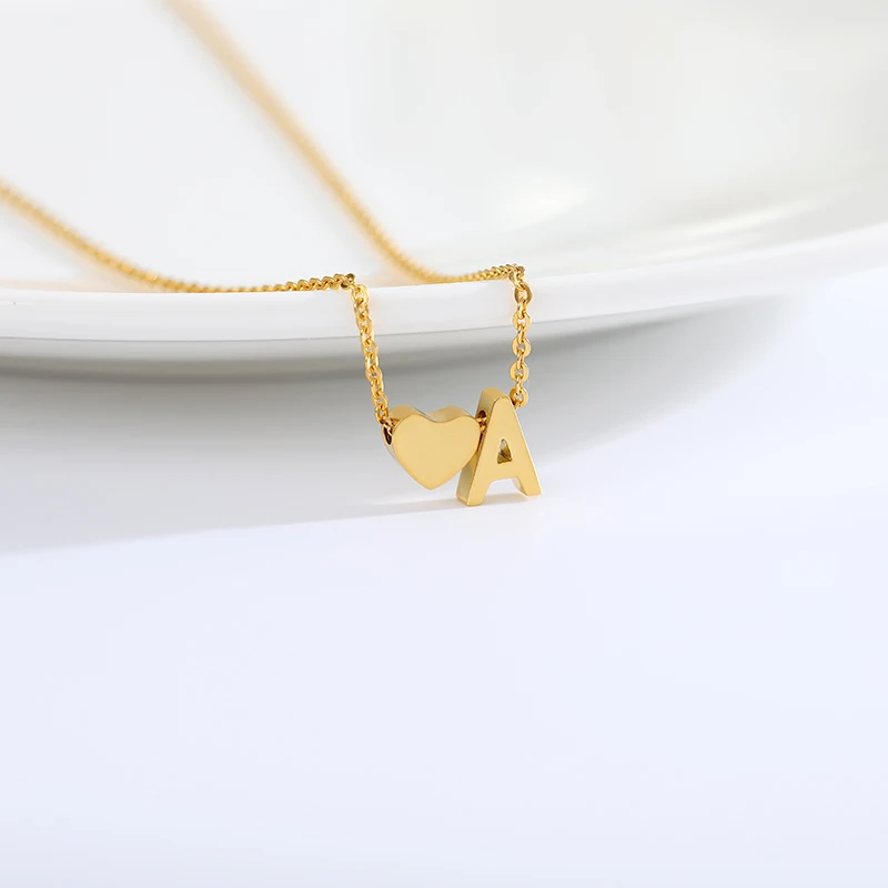 

Heart Initial Necklace Women Personalized Letter Stainless Steel Necklace Jewelry Accessories Collares De Moda 2019 Choker BFF