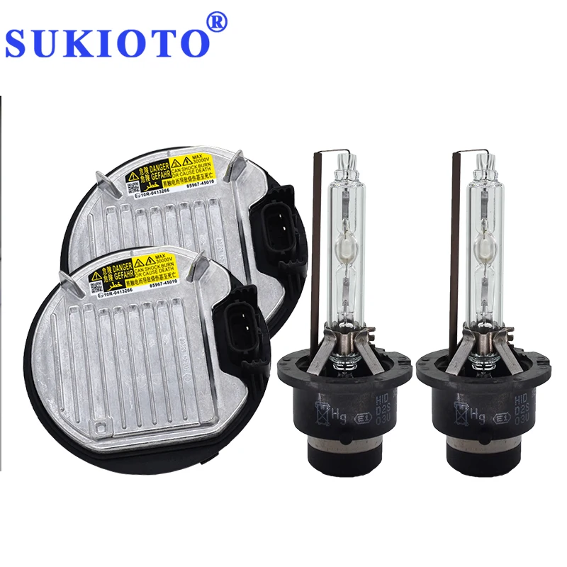 SUKIOTO 35W D4S Car Xenon Headlight Ballast Kit 85967-45010 85967-22080 D2S 5500K Xenon HID Bulb Lamp For Venza Avalon GS RX 350