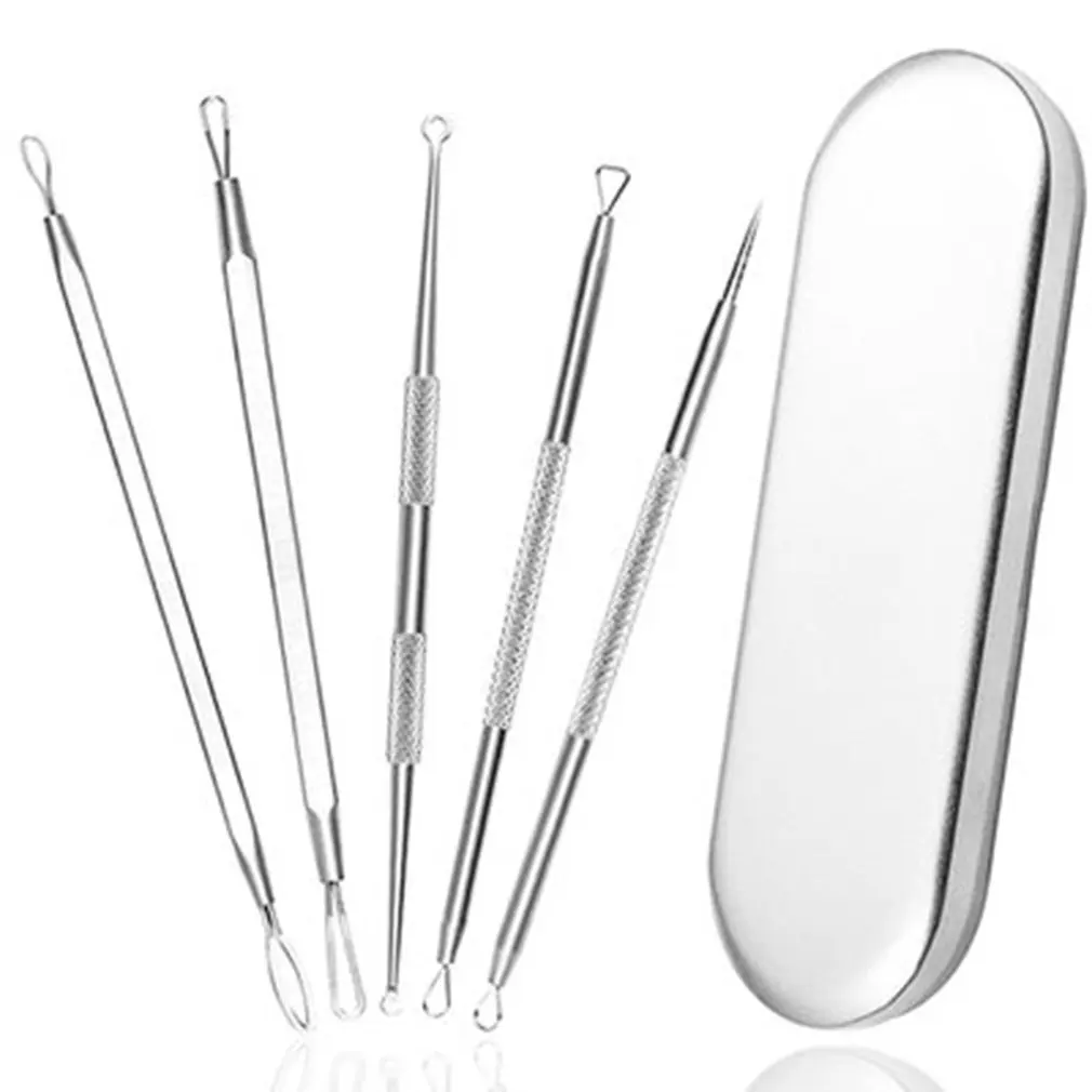 

5pcs/set Pimple Needle Stainless Steel Acne Blackhead Remover Kit Blemish Comedone Extractor Remover Tool with Mirror