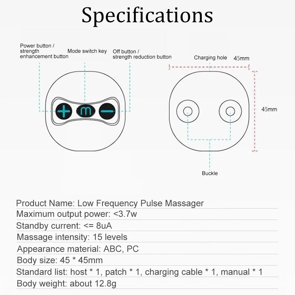 Juhtmevaba USB elektrilise sagedusega impulssmassaažipadjad õlgadele, kaelale, seljale, kätele, jalgadele, massaaži ja lõõgastuse stimulaatorile, mis salendab keha._voghion.com