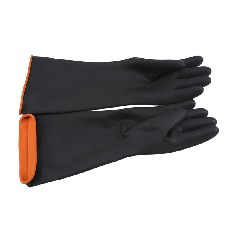 Кухонные противоскользящие водонепроницаемые перчатки черные толстые промышленные анти-кислотные щелочные перчатки для очистки от пыли резиновые хозяйственные перчатки
