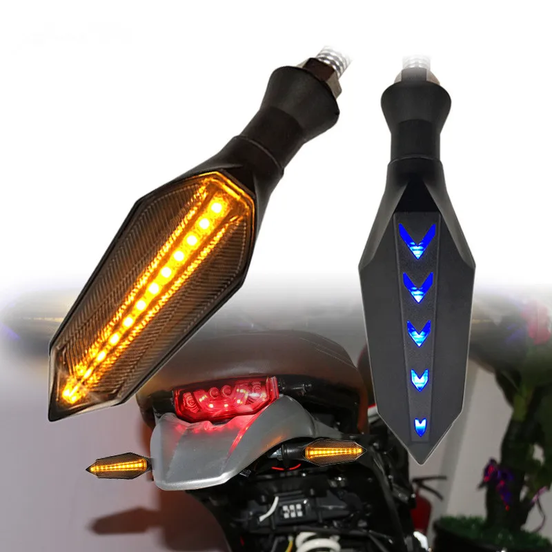 

2PCS LED Motorcycle Turn Signal Lights Flowing Flashing Motorbike Indicator Blinker Moto Tail Two-color signal light for Harley
