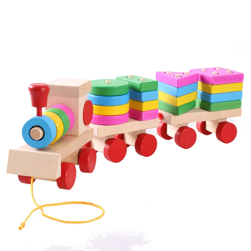 

Shape Big Train JF23 Wooden Three-section Train Children Intelligence Educational Toy Early Education Toy 0.75