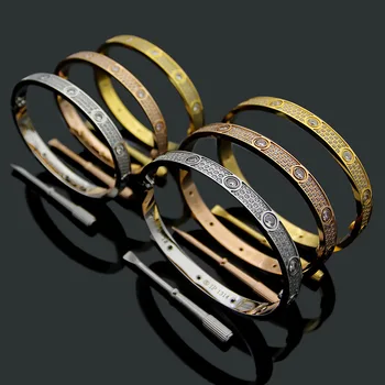 

Titanium steel jewelry carter love bracelet five generation ten Diamond Star Bracelet with diamond lady couple Bracelet