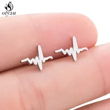 Модные серебряные серьги, простые серьги-гвоздики с сердцебиением для женщин и мужчин, повседневные ювелирные изделия для медсестры, доктора ЭКГ, серьги-гвоздики, бижутерия