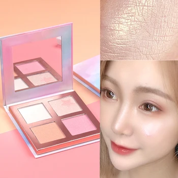 

CAIJI 4 Color Highlighters Shading Powder Nose Silhouette Eye Shadow Silkworm Brighten Face Makeup Tray Shimmer Comestic TSLM2