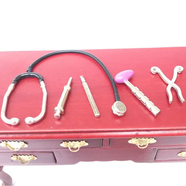 5Pcs 1/12 Dollhouse Mini Stethoscope Care Tools Hospital Accessories Toys Set 4