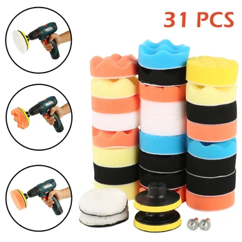 

31Pcs Car Polishing Disc Sponge Car Foam Drill Polishing Pad Kit for Car Polisher Sealing Glaze Waxing Buffing Pads Set