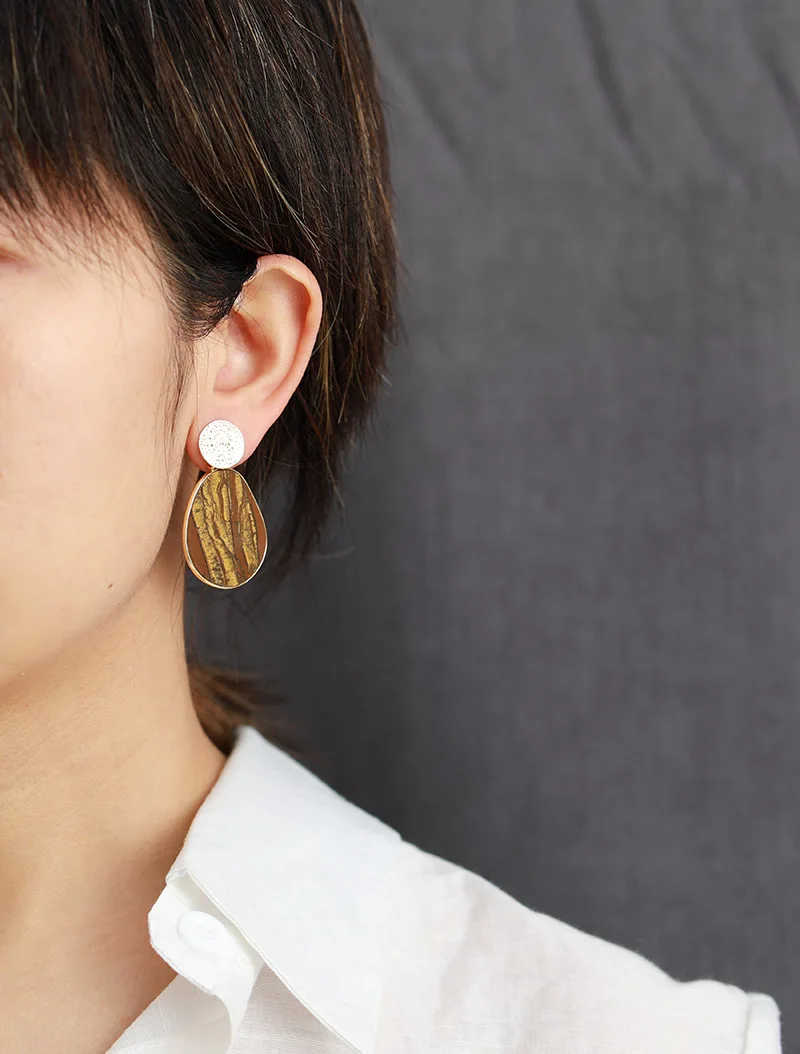 Bold Women Earrings Fashion Chic Lapis Luzuli Tiger Eye Dangle Earrings Women Semiprecious Stones Jewelry Bijoux Dropshipping - Image 5