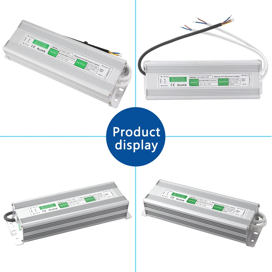AC 110 V-220 V к DC 12V источник питания 10W 20W 30W 50W 80W IP67 Открытый водонепроницаемый 12 24 v вольт трансформатор электронный светодиодный драйвер