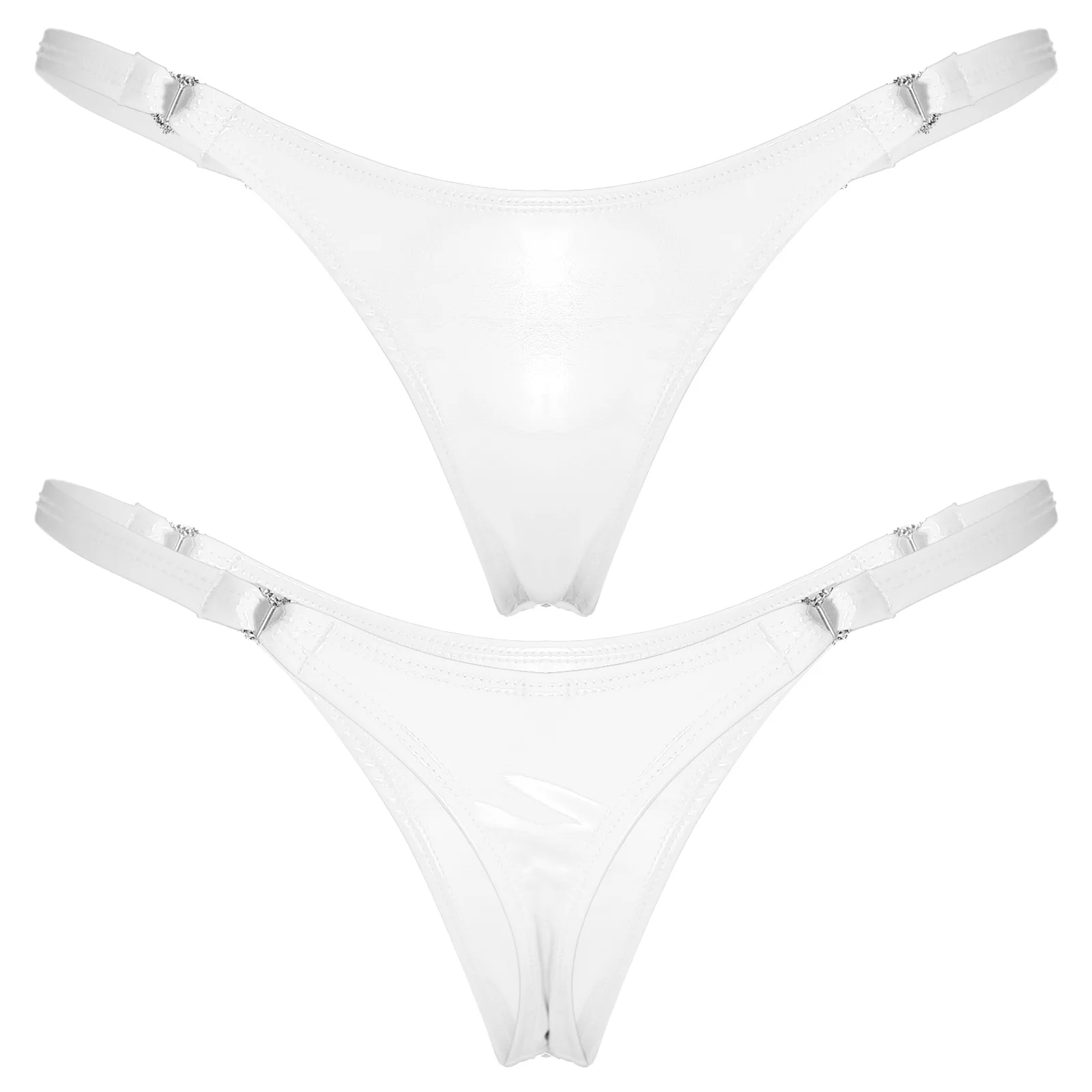 thumbnail image 1 of Bragas de látex con efecto mojado para mujer, ropa interior de cintura baja con superficie lisa, hebilla en forma de corazón de color liso, bragas sexis brillantes, 1 of 5