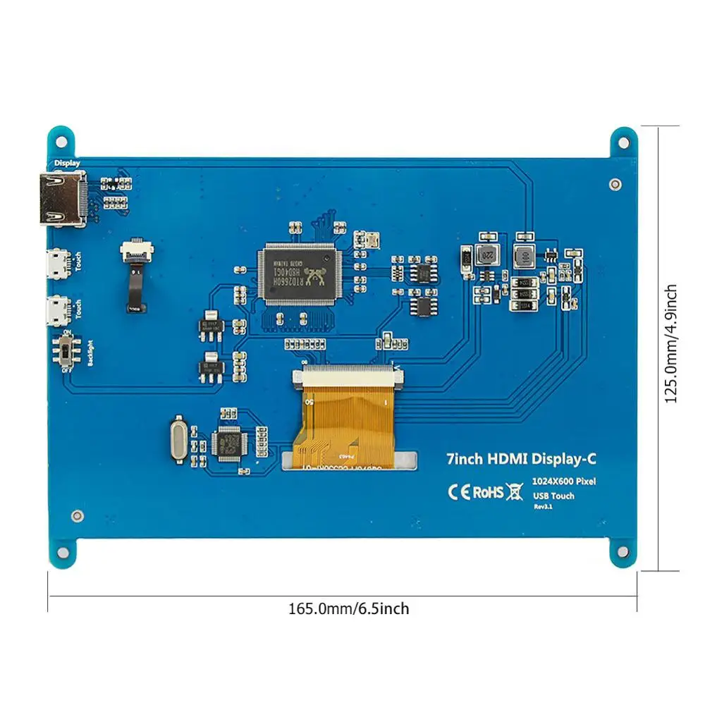 Raspberry Pi 4B дисплей 7 дюймов емкостный сенсорный экран HDMI HD lcd TFT 1024X600 монитор 7 дюймов RPI дисплей для Raspberry Pi 3B