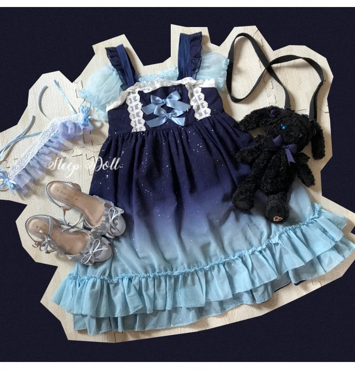 Летнее Новое Женское платье Лолита с короткими рукавами студенческое кружевное вечернее платье с рюшами и бантом японское свободное цельнокроеное платье для девочек-подростков