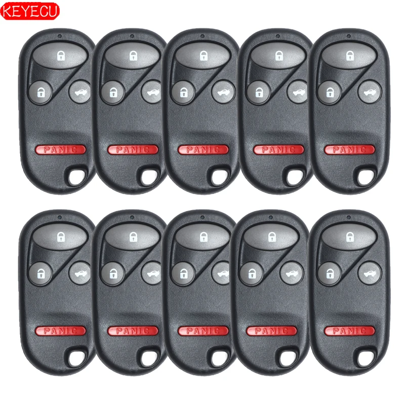 

KEYECU 10PCS Auto Car Remote Key Shell Cover 3+1 Buttons for Honda Accord CRV S2000 Civic Odyssey Key Fob Case & Pad