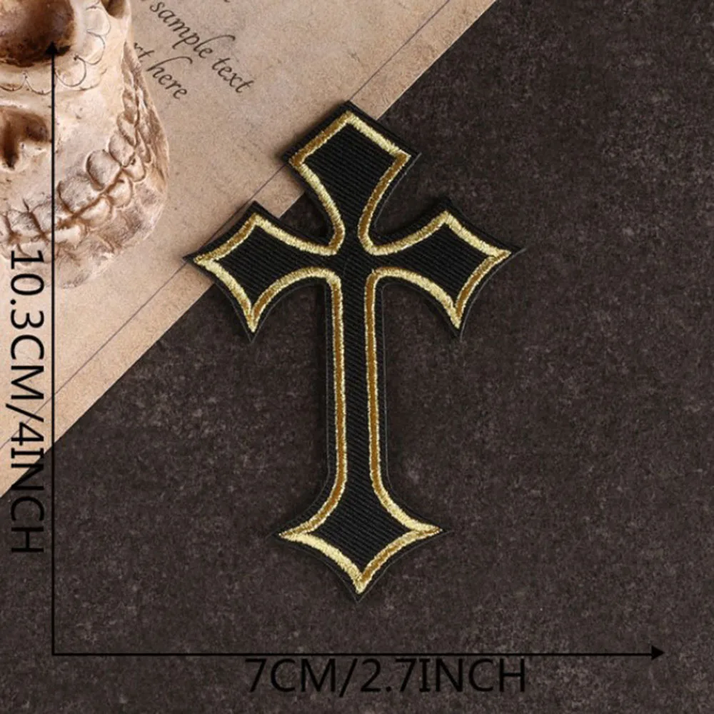 Farbenfroher Jesus Christus Aufbügel-/Aufnähkreuz-Patch, bestickter Kleideraufnäher für Kleidung, Kleidersticker, Kirchenapplikation – Detail 5