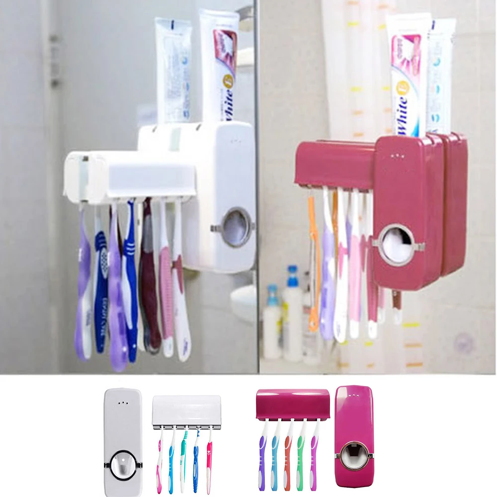 Настенный держатель для зубных щеток, автоматический диспенсер для зубной пасты, удобное использование, аксессуары для зубной пасты, набор инструментов для ванной комнаты