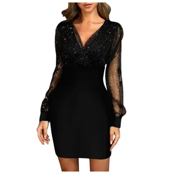 

Wonen Sequins Sexy New 2019 Summer Female Black Retro Elegant Party Culb Dress 2020 Women's Sexy Dress New Clothes Vestido #GM