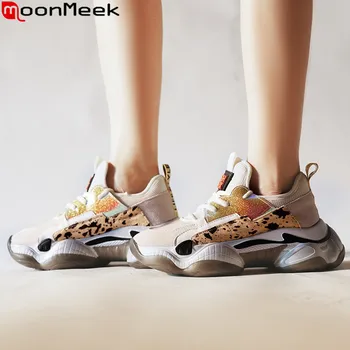 

MoonMeek big size 34-42 new flats shoes women round toe lace up ladies sneakers mixed colors flat platform shoes 2020