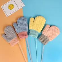 От 2 до 6 лет, детские перчатки, зимние Хлопковые варежки, вязаные, унисекс, полный палец, флип-чехол, перчатки для малышей, для детей, для девочек, теплые, лоскутные перчатки