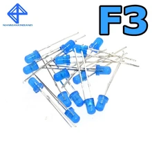 Синий F3 3 мм светодиодный синий светоизлучающий диодный светильник синий поворот Синий 1000 шт