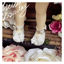 

Kawaii 1/6 BJD shoes white color shoes with bowknot for 1/6 YOSD BJD shoes doll accessories doll shoes,shoes for dolls