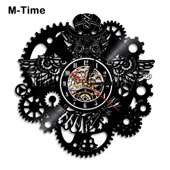 

Gear Vinyl Record Wall Clock Modern Design 3D Decorative Clock With 7 Different Color LED Change Wall Watch Home Decor Gift