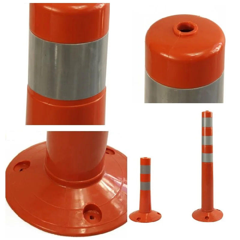 45cm High Warning Weighted Reduce Danger TPU Road Facilities Crossing Sign Safety Reflective Pile Elastic Column Cone