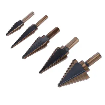 

5pcs Step Drill Bit Set Hss Cobalt Multiple Hole 50 Sizes Cobalt Titanium Conical Carbide Drill Perforator Hole Cutter Tool