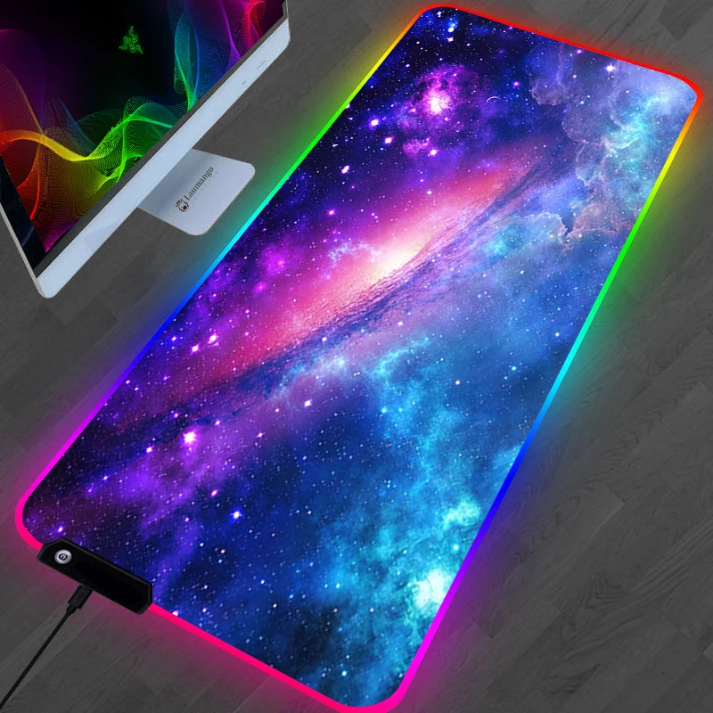 thumbnail image 1 of Alfombrilla de ratón RGB Galaxy Milky Way Kawaii Accesorios para juegos XL Alfombra PC Gamer Completo Computadora Varmilo Teclado Alfombrilla de escritorio Alfombrilla de ratón, 1 of 5