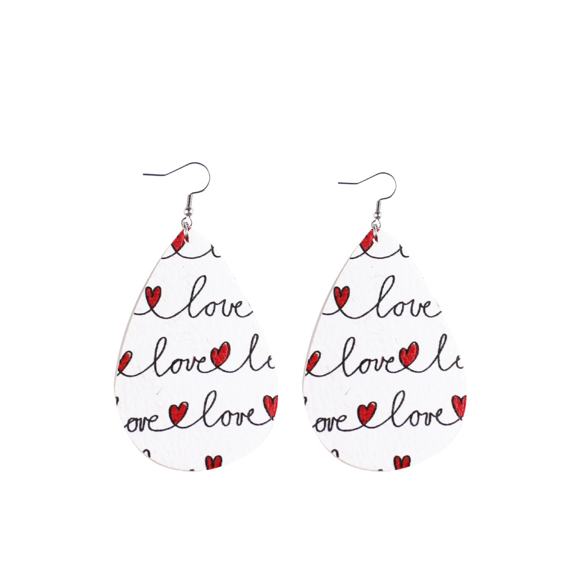 8 пар кожаных женских сережек в форме сердца, набор Brinco, углы любви, свисающие серьги в виде красных капель, подарок на День святого Валентина для влюбленных - Окраска металла: white LOVE