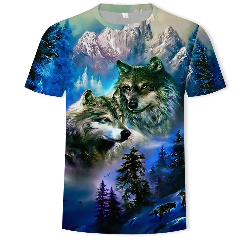 

2019 Men's New Summer Personalized T-Shirt Wolf Print T-Shirt 3D Men's T-Shirt Animal Tops T-Shirt Men's Short Sleeve