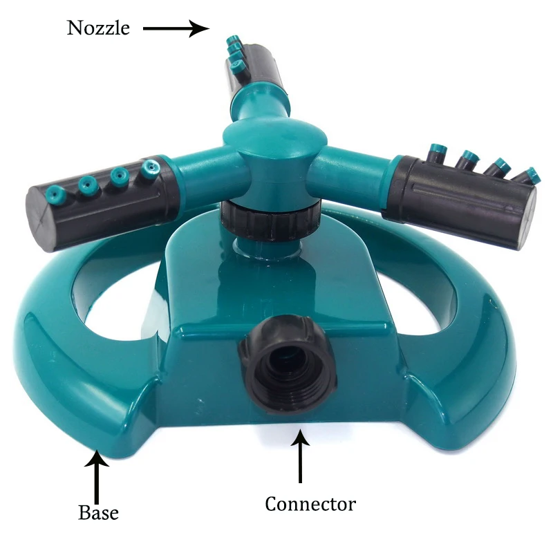 Садовая Оросительная Система пластик 360 градусов автоматический вращающийся 3 насадки спринклер полива травы газон шланг 21x19x9,5 см