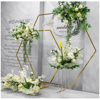 

Gold Shiny MetalWedding Arch metal Party flower frame Background Wedding Props balloon arch birthday event decoration stand