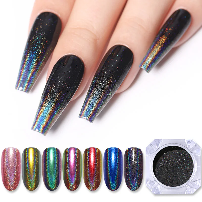 1 Box Nail Art Glitter Pigment Powder Holographic Laser Gold Sliver Chrome Pigment Dust Power Manicure UV Gel Decoration Power