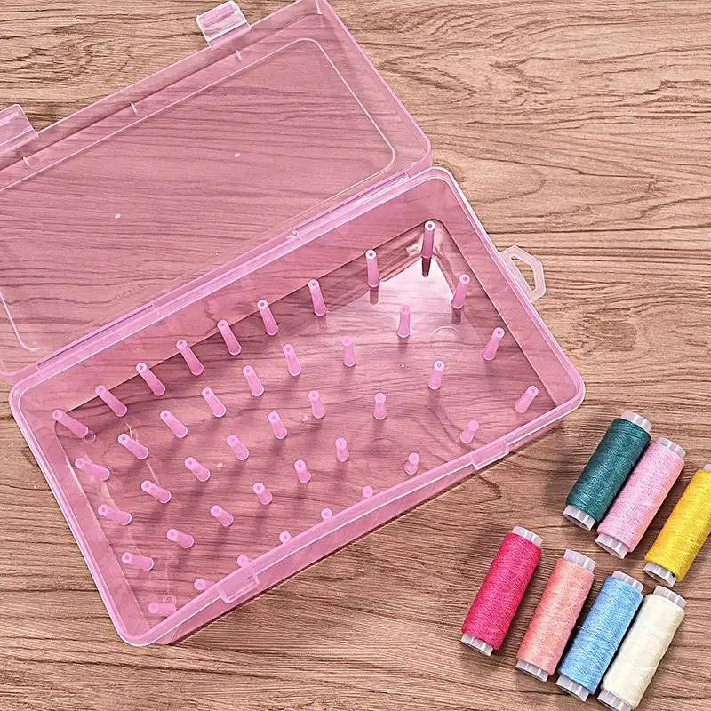 Sewing Thread Storage Box 42 Pieces Spools Bobbin Carrying Case
