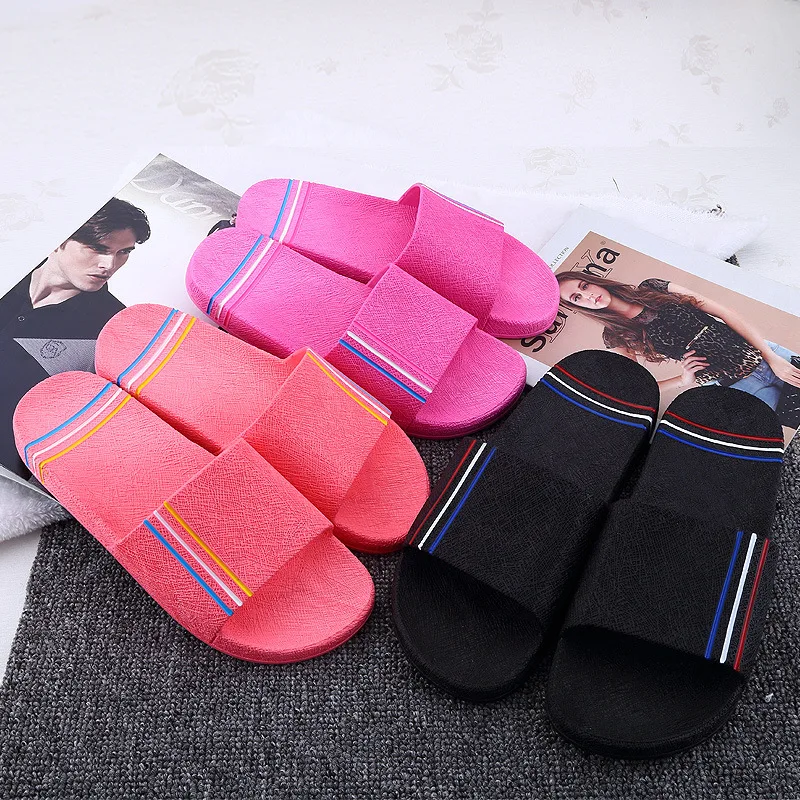

Home Slippers Men's Women's Couples PVC Bathroom Within Anti-slip Bath Plastic Hotel A- line Slippers
