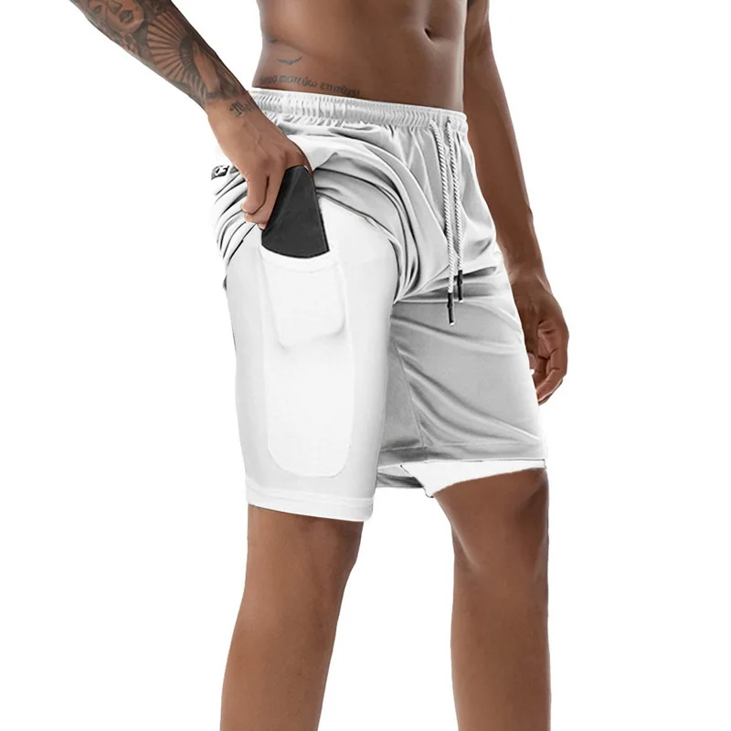 2019 популярные мужские спортивные шорты спортивные штаны для бега фитнес шорты двухслойные Бодибилдинг дышащие шорты быстросохнущая