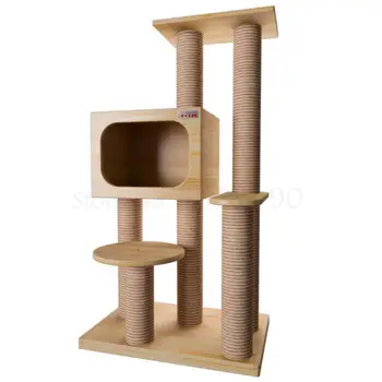 

Solid wood cat climbing frame imported pine cat frame cat jumping platform cat furniture cat nest cat tree sisal export small
