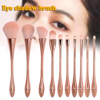 

Hot 10Pcs/set Synthetic Makeup Brushes Slim Plastic Smooth Handle for Foundation Powder Eyeshadow Brushes Set Kit t6