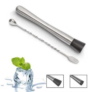 

Stainless Steel Wine Mixing Stick Cocktail Muddler Shaker With Crushing Hammer DIY Drink Fruit Muddler Crushed Ice Barware Tool