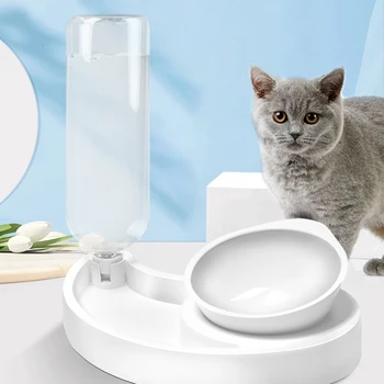 

Cat Bowl Automatic Feeder Dog Cat Food Bowl With Water Dispenser Double Bowl Drinking Raised Stand Dish Bowls With Pet Supplies