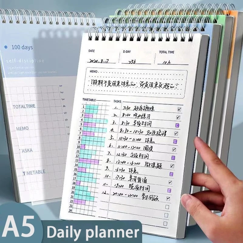 Goals Notebooks A5 And Journals Spiral Notepads Agenda 2021 Timetable Diary Tracker Goal Setting Dream Planner PP Schedule Book |