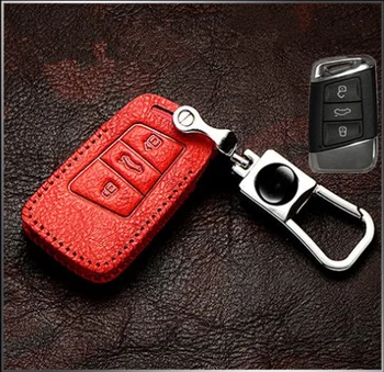 

For VW Passat B8 /CC 2017/TIGUAN 2016-2017/For Skoda Superb A7,Car Keychain Genuine Leather Car Key Case