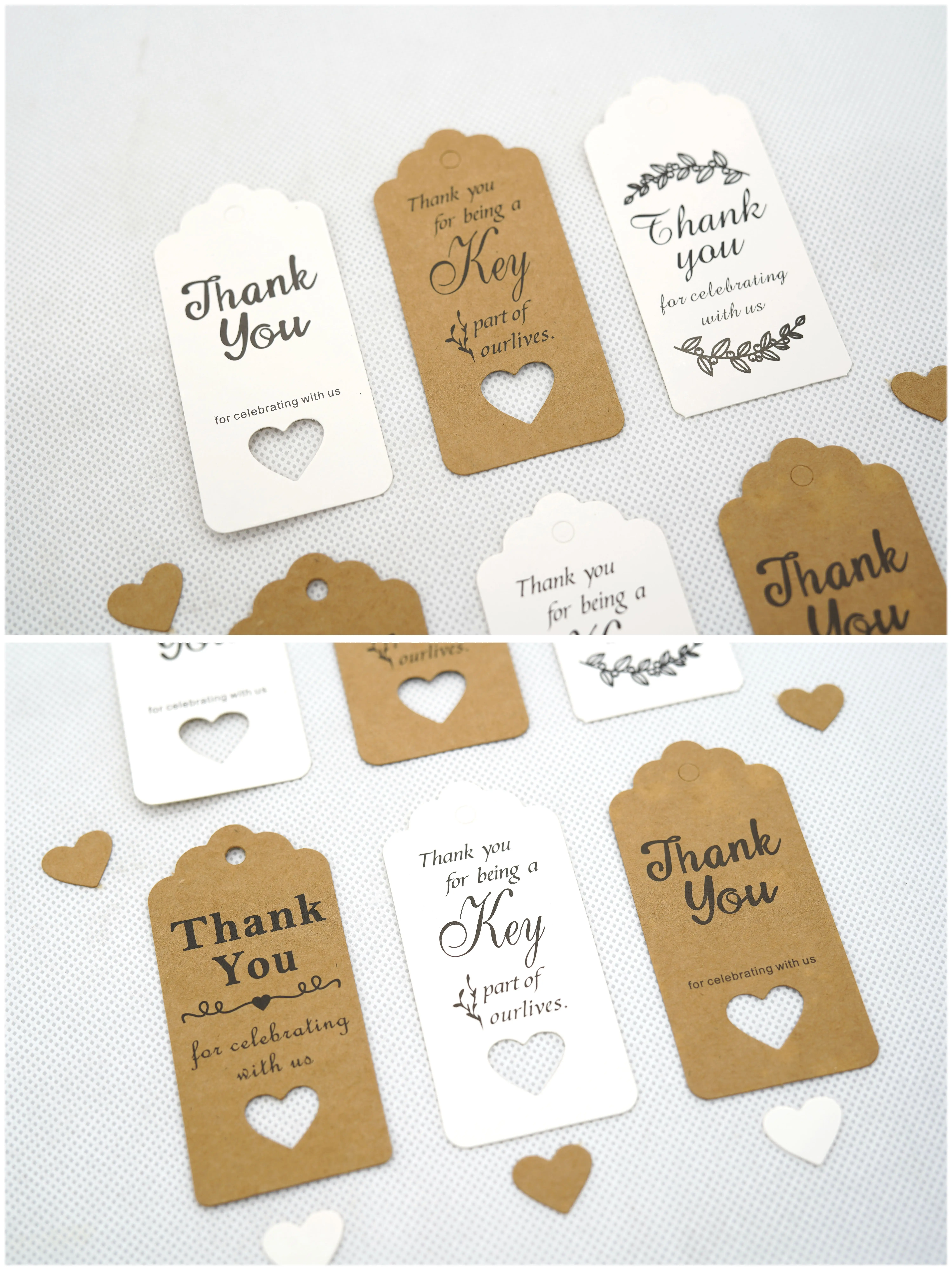Thank You for Celebrating with Us Tags, 100PCS Paper Gift Tags with Natural  Jute Twine Perfect for Wedding,Baby Shower and Party Decoration (Red)