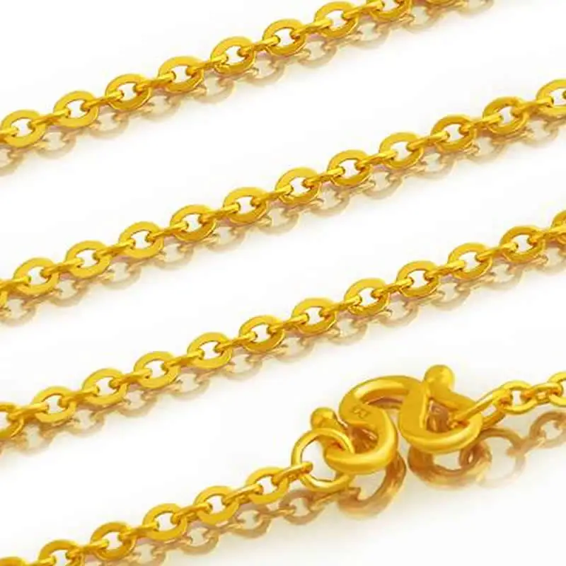 Чистая 24K желтая Золотая цепь для женщин O Link цепь ожерелье модная цепочка