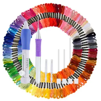 

100 Skeins Embroidery Floss Cross Stitch Thread with Magic Embroidery Pen Punch Needle Kit for Friendship Bracelet String