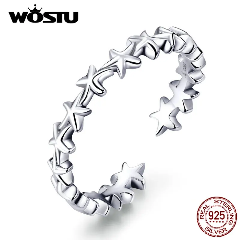 WOSTU Настоящее серебро 925 пробы веселая Морская звезда кольцо для женщин свадьба