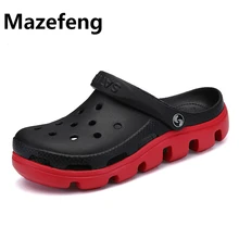 Летние сандалии для мужчин; Повседневная обувь; Сабо; дышащие пляжные тапочки; мужские прозрачные туфли; chaussure homme; большие размеры 35-47